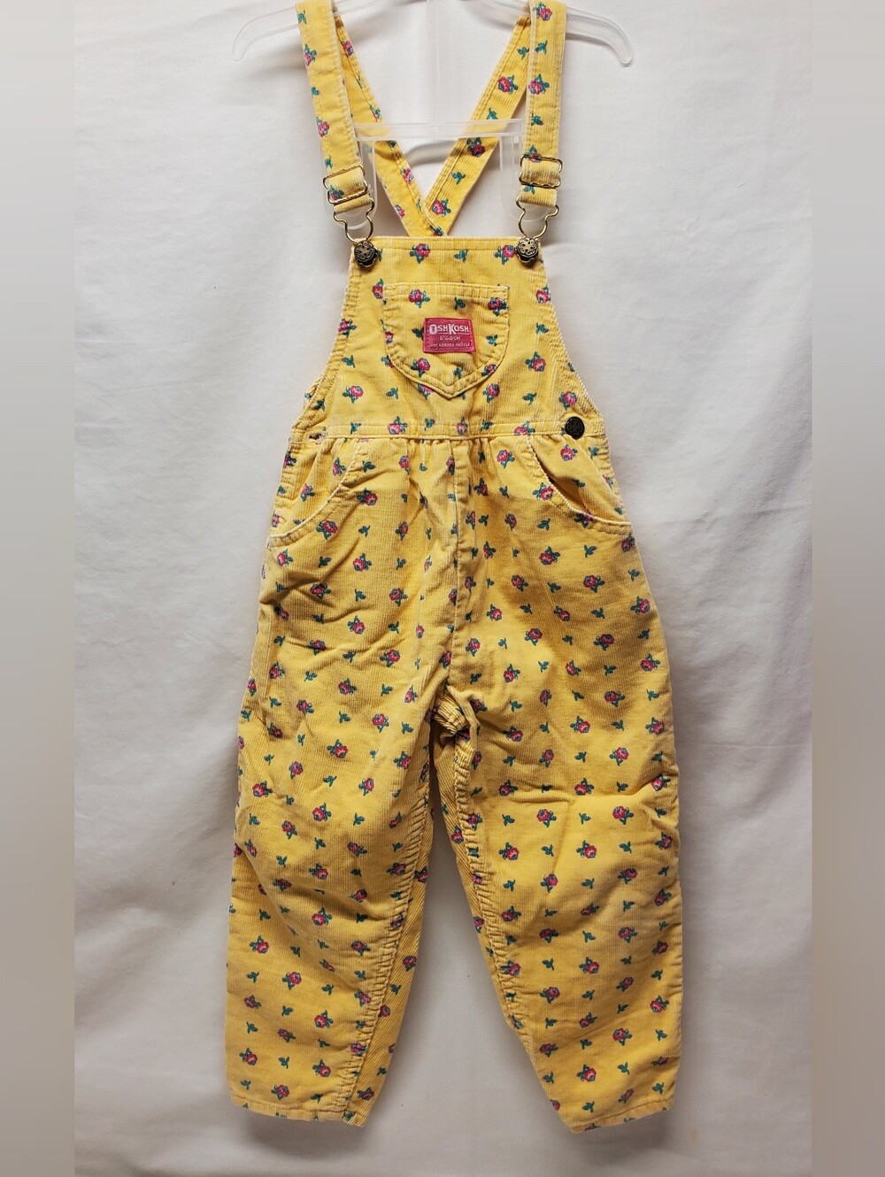 Nwot rare vintage 80s 90s oshkosh Overalls yellow with floral print roses